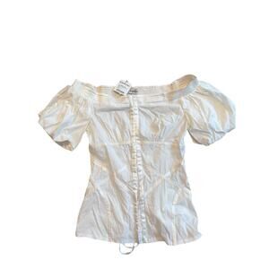 NWT Bebe Vintage Y2K White Off the Shoulder Cap Sleeve Bustier Corset Top S RARE